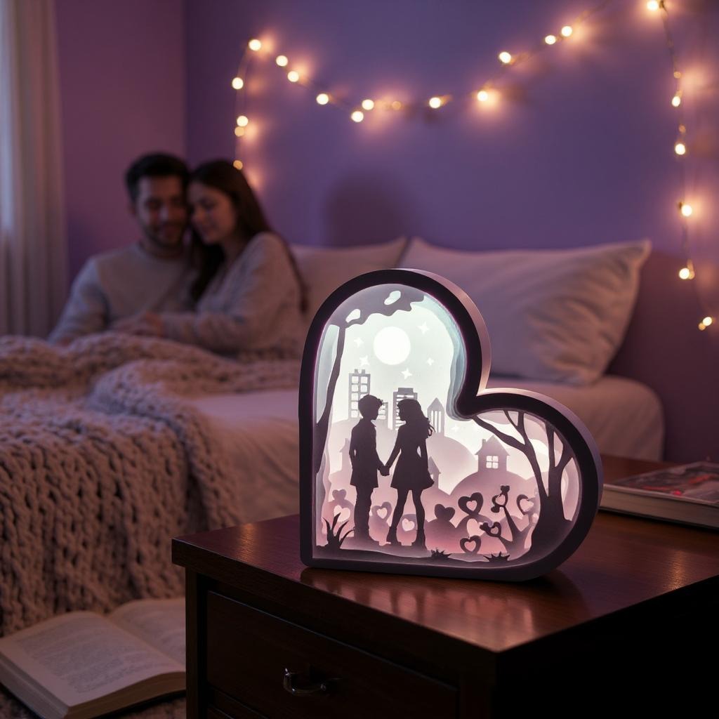 Couple Silhouette Shadowbox β Personalized 3D Printed Romantic Light Frame
