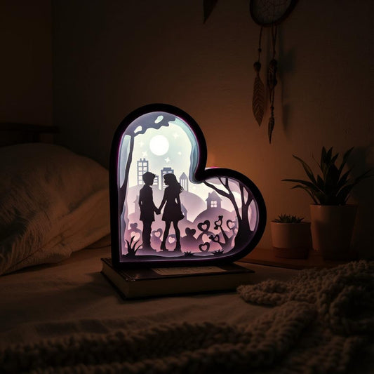 Couple Silhouette Shadowbox – Personalized 3D Printed Romantic Light Frame