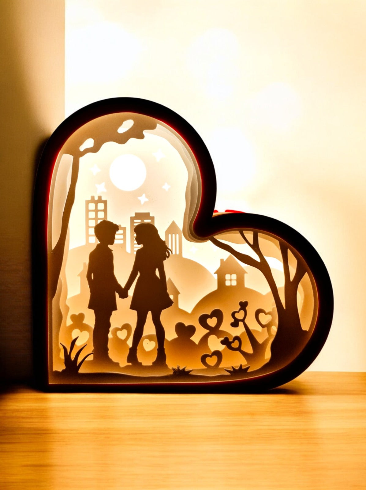 Couple Silhouette Shadowbox β Personalized 3D Printed Romantic Light Frame