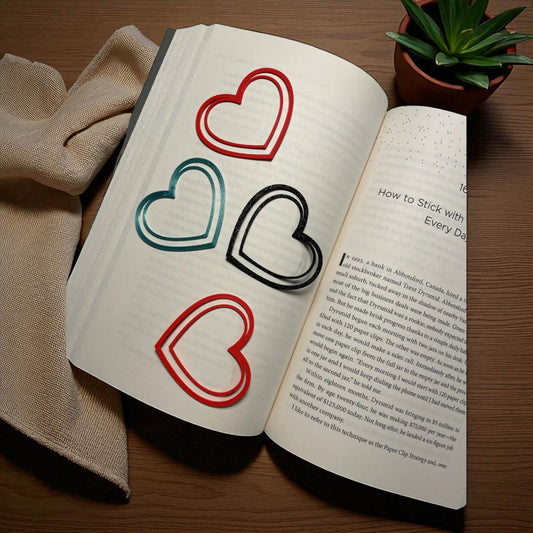 Heart-Shaped Bookmark – 3D Printed Cute Page Marker | Set of 6