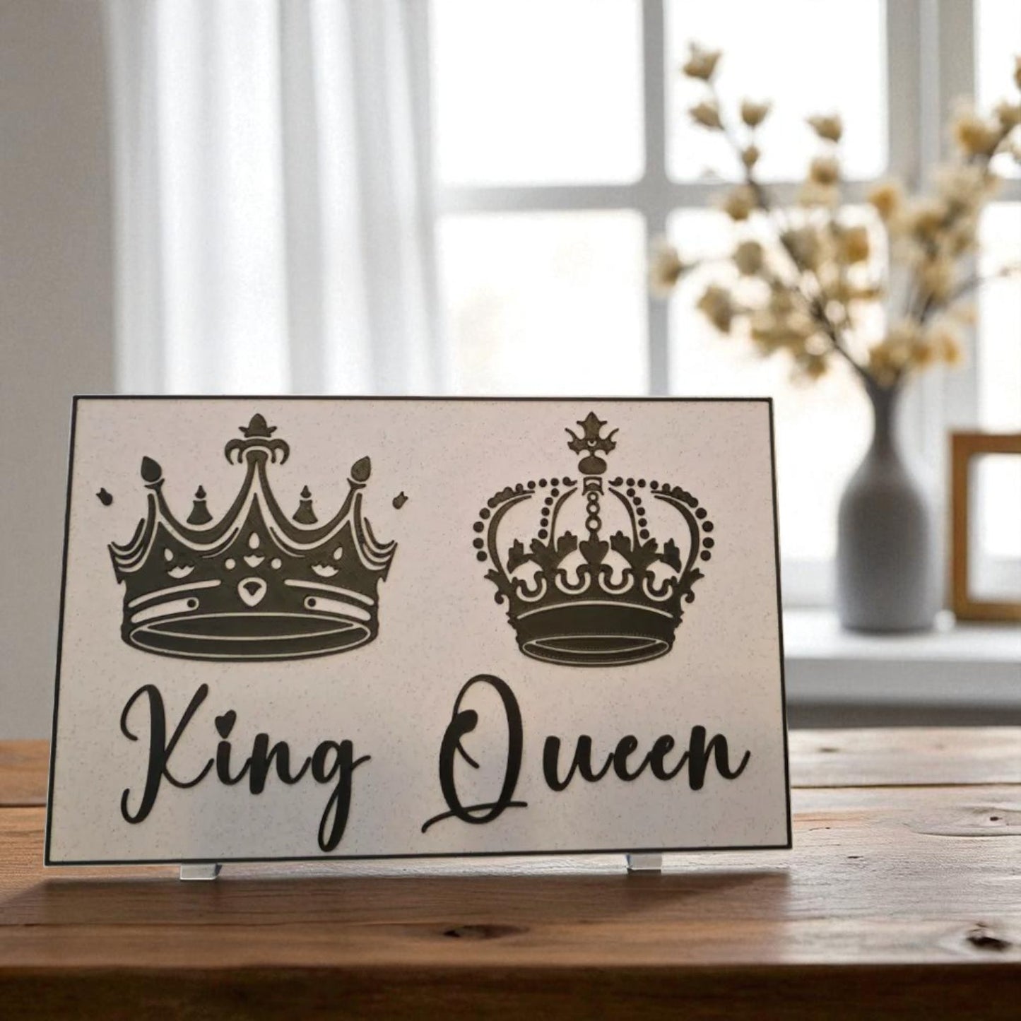 King & Queen Sign – 3D Printed Couple’s Decor Sign for Gifting & Home Styling