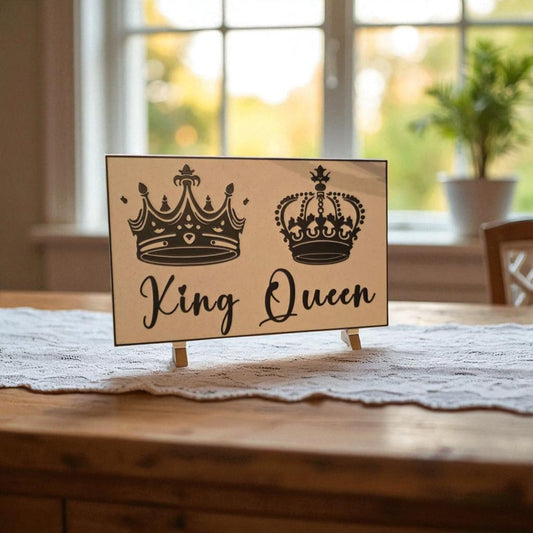 King & Queen Sign – 3D Printed Couple’s Decor Sign for Gifting & Home Styling