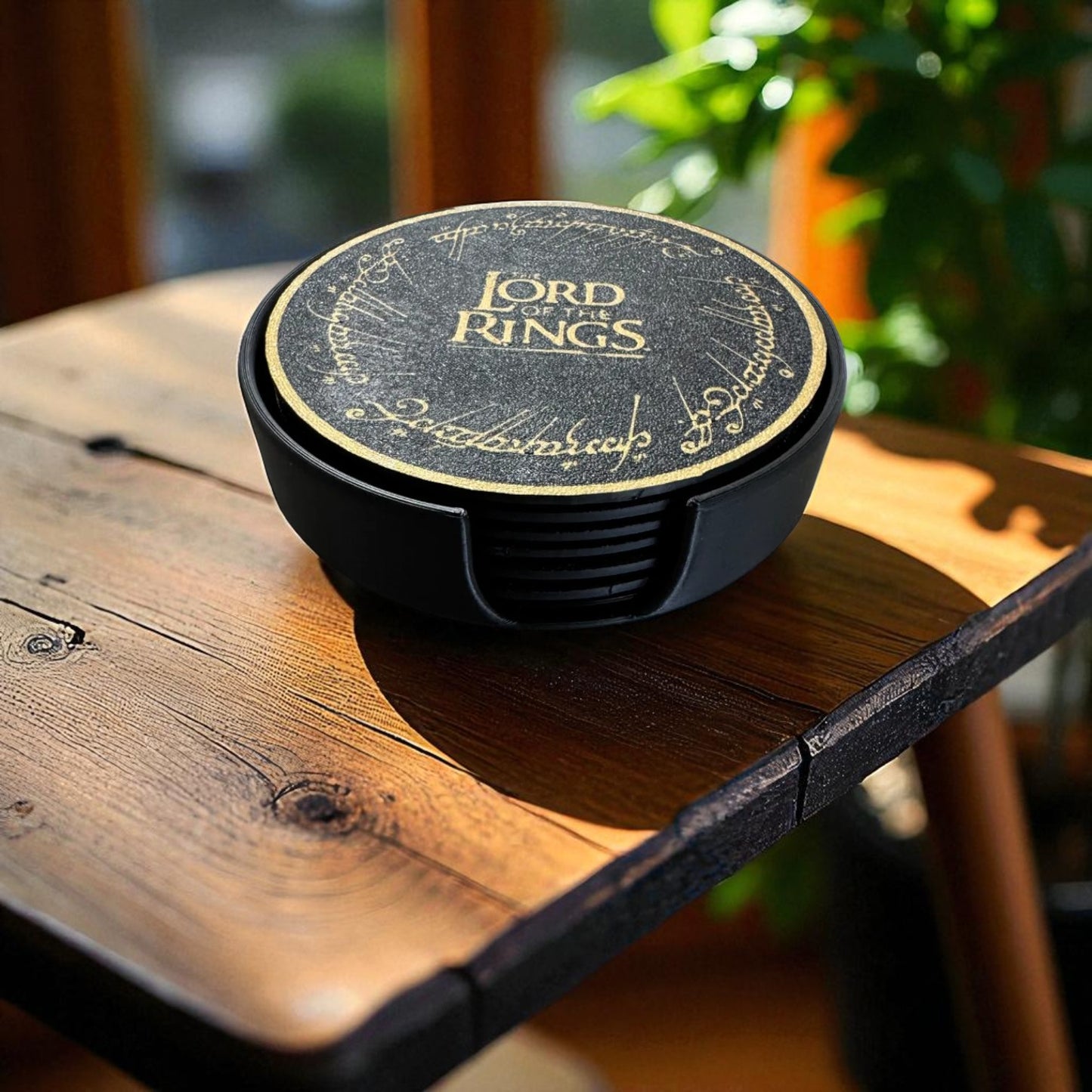 Lord of the Rings Coasters β 3D Printed Middle-Earth Inspired Drink Mats set of 6 with holder