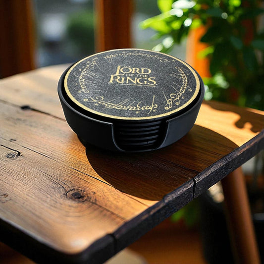 Lord of the Rings Coasters – 3D Printed Middle-Earth Inspired Drink Mats set of 6 with holder