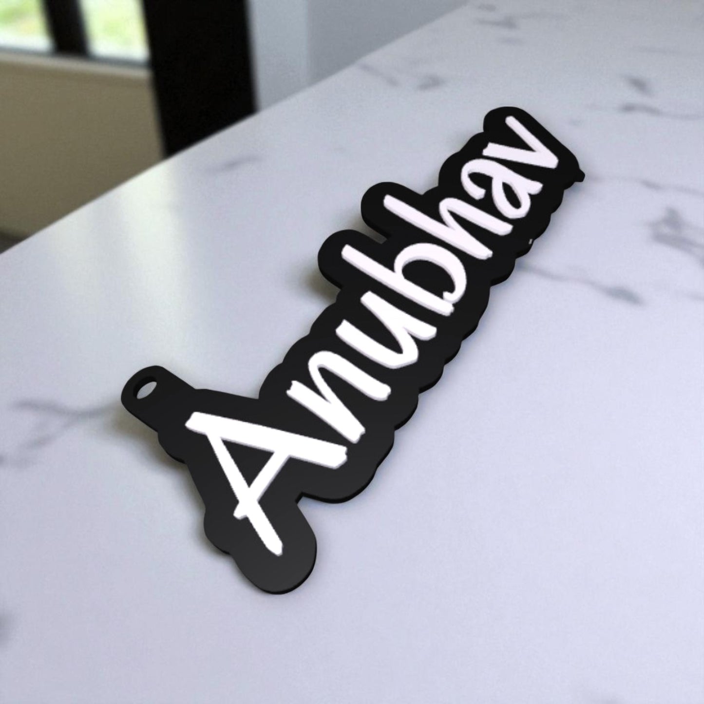 Name on Letter Keychain-Custom Letter Name Keychain – Personalized Initial Charm