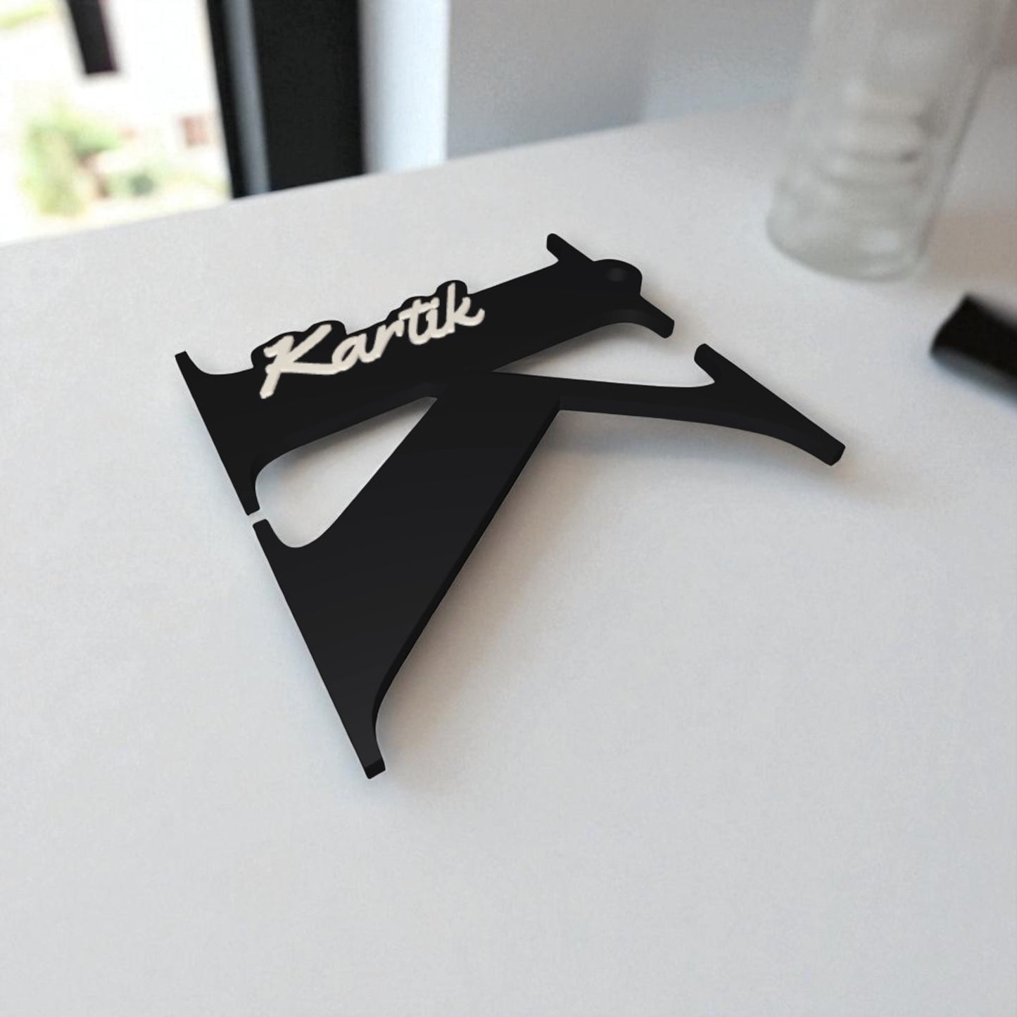 Name on Letter Keychain-Custom Letter Name Keychain – Personalized Initial Charm