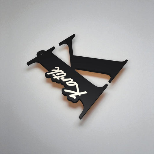 Name on Letter Keychain-Custom Letter Name Keychain – Personalized Initial Charm