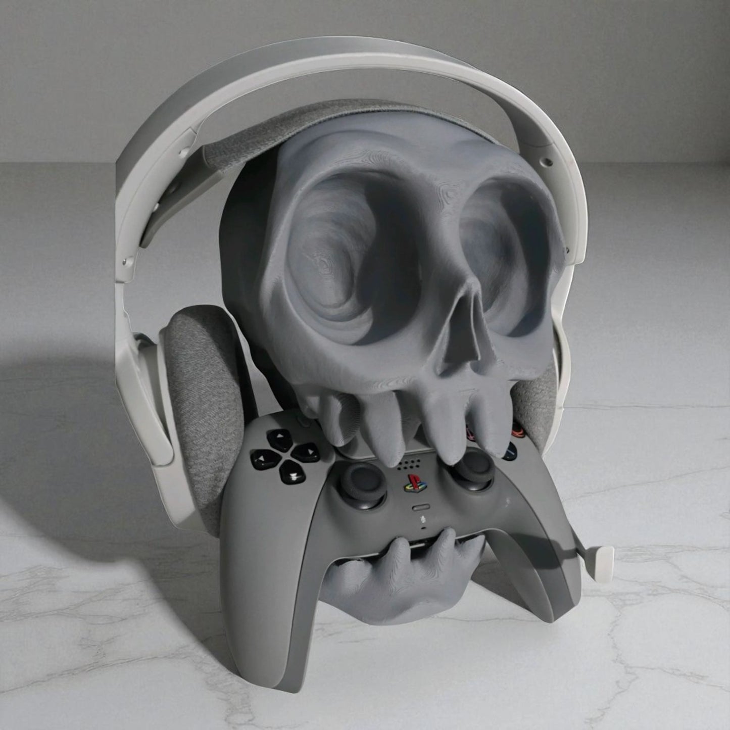 Skull Headphone & Controller Holder – 3D Printed Dual Gaming Stand with Dark Aesthetic