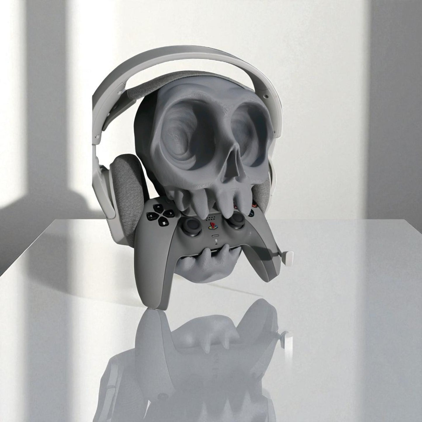 Skull Headphone & Controller Holder – 3D Printed Dual Gaming Stand with Dark Aesthetic