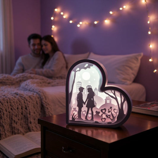 Couple Silhouette Shadowbox – Personalized 3D Printed Romantic Light Frame