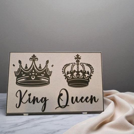 King & Queen Sign – 3D Printed Couple’s Decor Sign for Gifting & Home Styling