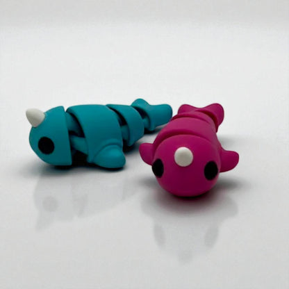 Flexi Narwhal Keychain – 3D Printed Articulated Ocean Buddy for Bags & Keys