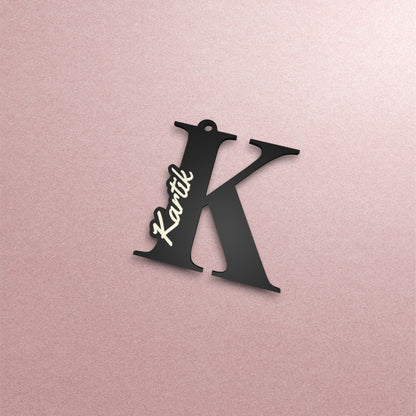 Name on Letter Keychain-Custom Letter Name Keychain – Personalized Initial Charm