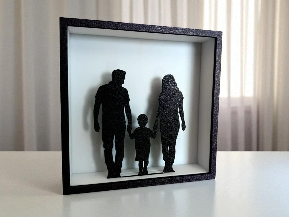 Family Silhouette Shadow Box – Personalized 3D Printed Light Frame for Home & Gifting