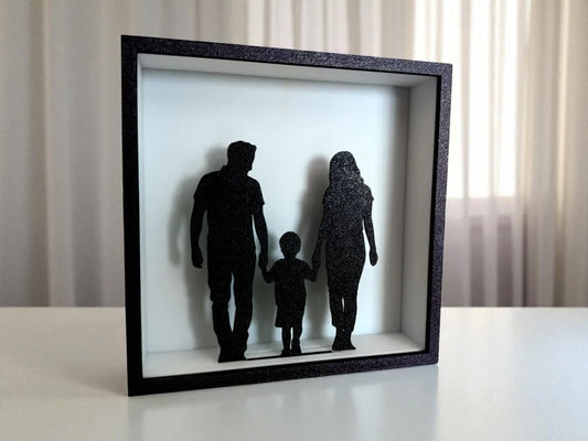 Family Silhouette Shadow Box – Personalized 3D Printed Light Frame for Home & Gifting