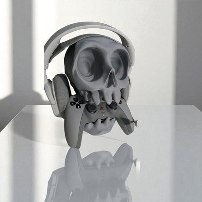 Skull Headphone & Controller Holder – 3D Printed Dual Gaming Stand with Dark Aesthetic